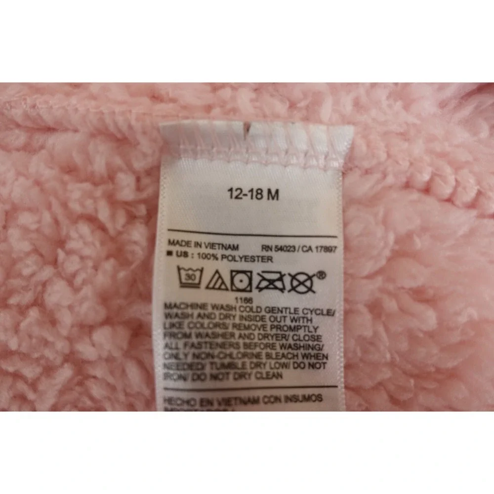 Old Navy Baby Girl Size 12-18 Months Pink Critter Costume Hooded One-Piece NWT